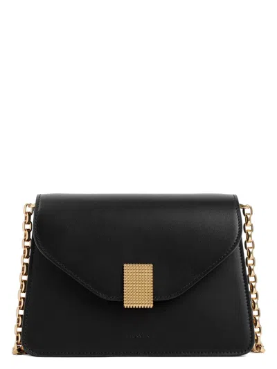 Lanvin Smooth Leather Concerto Clutch With Detachable Chain In Black