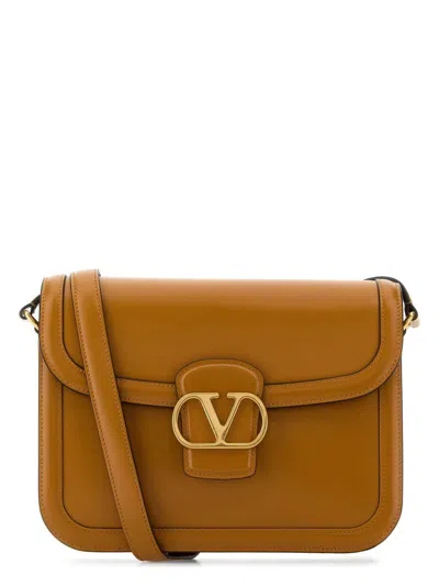 Valentino Garavani Orange Leather 9to5 Shoulder Bag In Brown