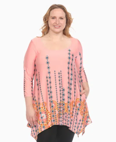 White Mark Plus Size Printed Flowy Hem Swing Top In Multi