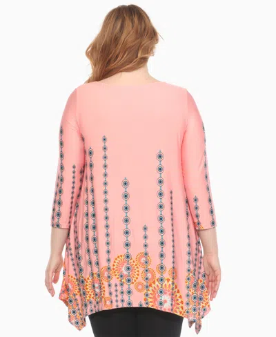 White Mark Plus Size Printed Flowy Hem Swing Top In Multi