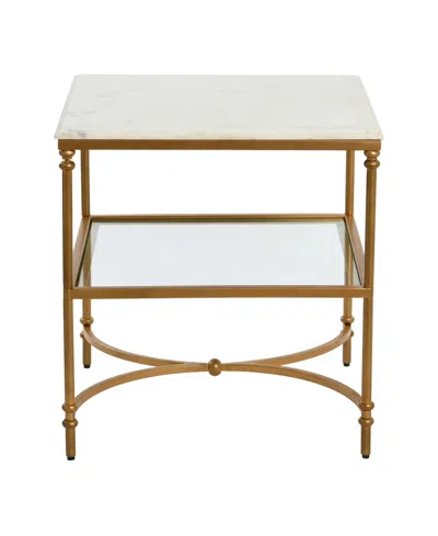 Creative Co-op 24" Marble And Metal Libertine Genuine Ogee Edge Square End Table