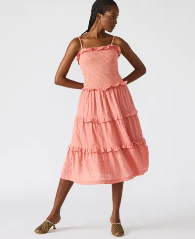 Steve Madden Women's Nash Smocked Tiered Midi Dress