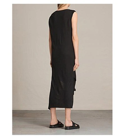 Shop Allsaints Riviera Tavi Wool-crepe Dress In Black