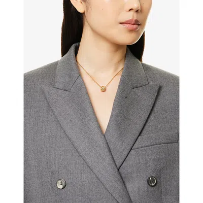 Bottega Veneta Womens White Intreccio 18ct Yellow Gold-plated Sterling-silver And Cubic Zirconia Pendant Necklace