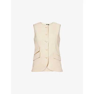 Rag & Bone Womens Lttan Slade Flap-pocket Linen-blend Vest In Neutral