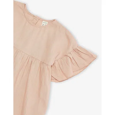 H&m Adorables Beige Medium Dusty Frilled-trim Linen Dress 2-10