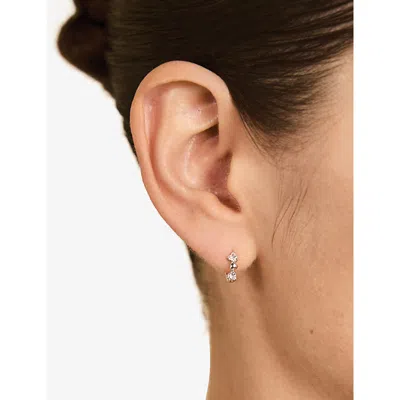 Astrid & Miyu Womens Heart Cluster Sterling-silver And Cubic Zirconia Hoop Earrings