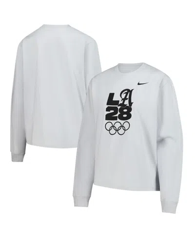Nike Women'sâ Gray La28 Summer Olympics Boxy Long Sleeve T-shirt In White