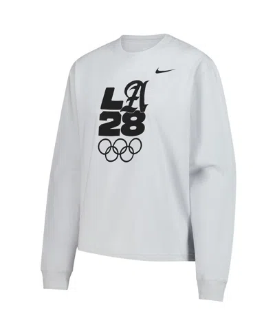 Nike Women'sâ Gray La28 Summer Olympics Boxy Long Sleeve T-shirt In White