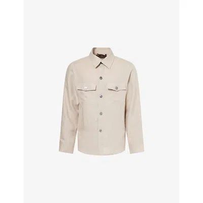 Oscar Jacobson Mens White Grass Maverick Flap-pocket Linen Jacket Xxl