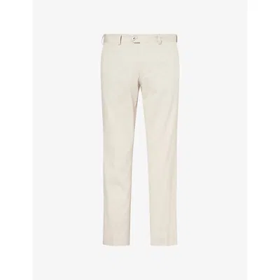 Oscar Jacobson Mens Trench Beige Dandy Tapered Cotton Trousers