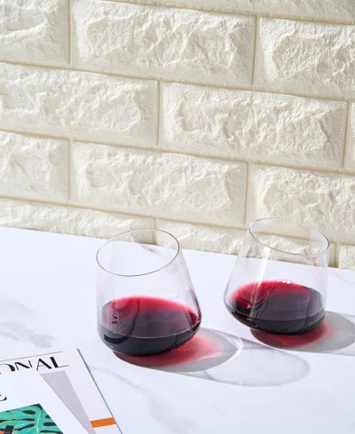 The Wine Savant Rotating Stemless Wine Glasses, Set Of 2
