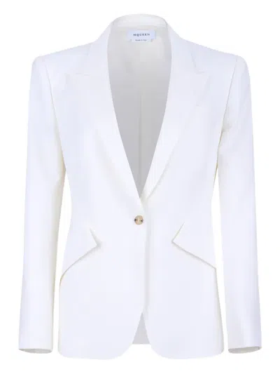 Alexander Mcqueen White Tailored Jacket With Structured Lapels