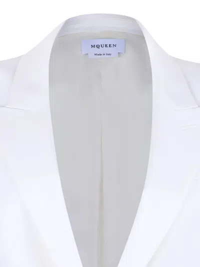 Alexander Mcqueen White Tailored Jacket With Structured Lapels