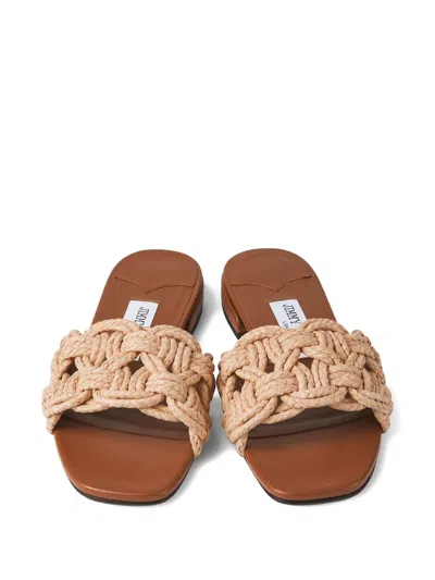 Jimmy Choo Chara 70 Crochet Raffia Sandals