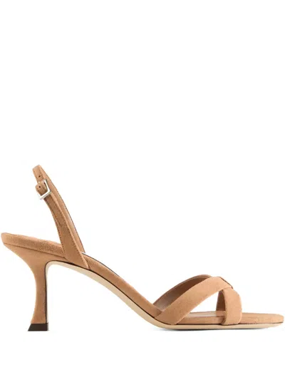 Jimmy Choo Elsy 70 Suede Slingback Open Toe Sandals In Brown