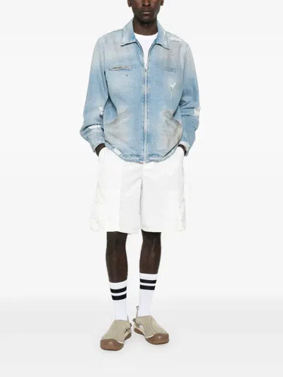 Mm6 Maison Margiela Denim Distressed Jacket In Blue