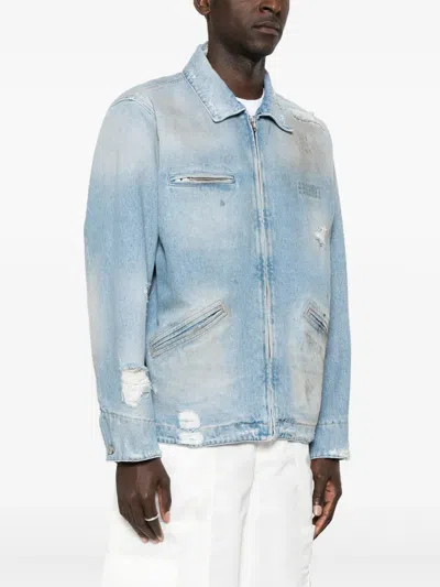 Mm6 Maison Margiela Denim Distressed Jacket In Blue
