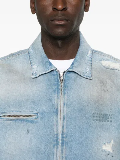 Mm6 Maison Margiela Denim Distressed Jacket In Blue