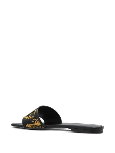 Versace Theia Barocco Square Open Toe Slides In Black