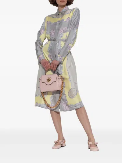 Versace Sheer Fabric Knee-length Long Sleeves Dress In Multi