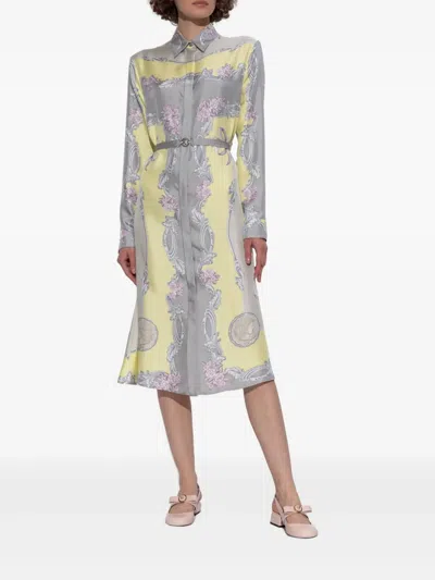 Versace Sheer Fabric Knee-length Long Sleeves Dress In Multi