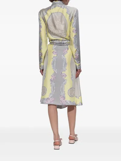 Versace Sheer Fabric Knee-length Long Sleeves Dress In Multi