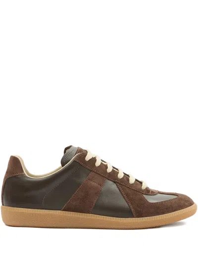 Maison Margiela Replica Leather Sneakers In Burgundy