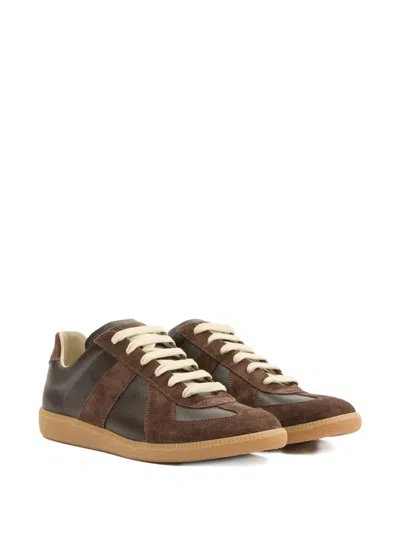Maison Margiela Replica Leather Sneakers In Burgundy