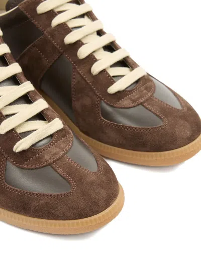 Maison Margiela Replica Leather Sneakers In Burgundy