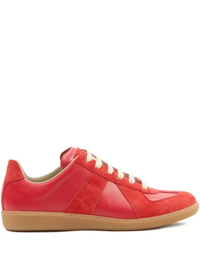Maison Margiela Modern Sneakers With Suede Panels And Rubber Sole In Red