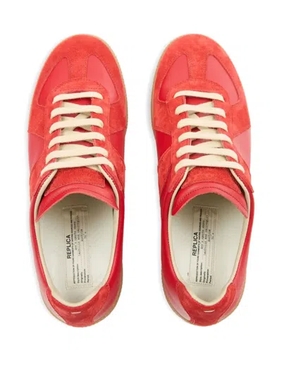 Maison Margiela Modern Sneakers With Suede Panels And Rubber Sole In Red