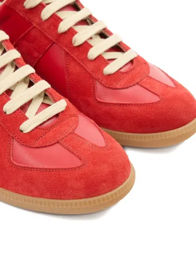 Maison Margiela Modern Sneakers With Suede Panels And Rubber Sole In Red