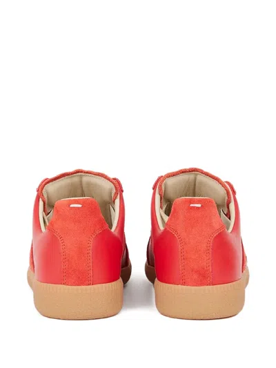 Maison Margiela Replica Leather And Suede Sneakers In Red