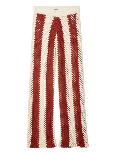 Zadig & Voltaire Womens Judo Pia Regular-fit Striped Crochet Cotton Trousers In Multi