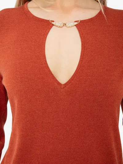 Zadig & Voltaire Womens Sayan Wing-embellished Long-sleeve Cotton-blend Jumper Sienna