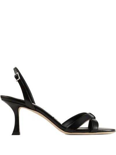 Jimmy Choo Elsy 70 Leather Heeled Sandals In Schwarz