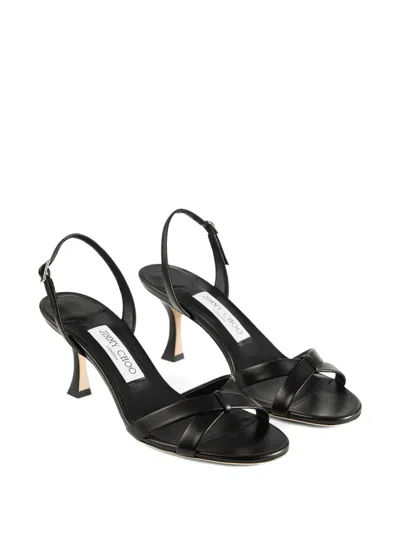 Jimmy Choo Elsy 70 Leather Heeled Sandals In Schwarz
