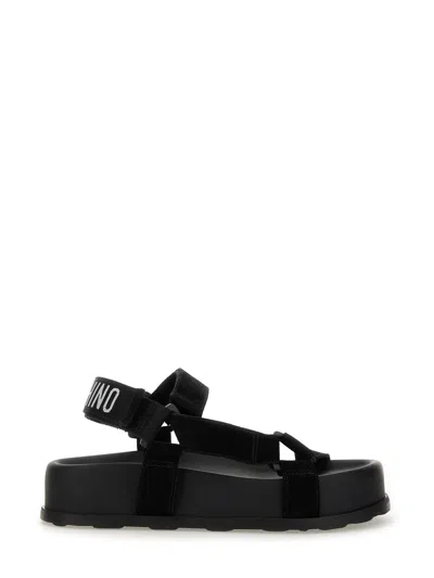 Moschino Sandal With Logo In Black