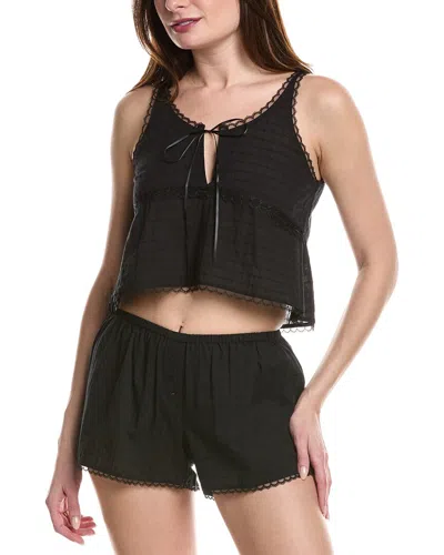 Andine Essen Lyon Stripe Cotton Button-up Pajama Top In Black