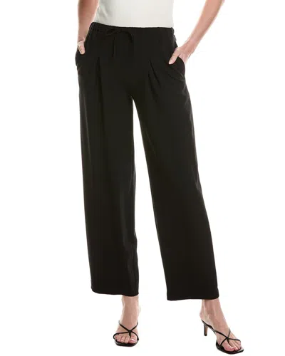 Theory Black Pants With Elastic Drawstring Waist And Pences On The Front