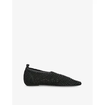 Totême Toteme Woven Leather Ballerina Flat In Black
