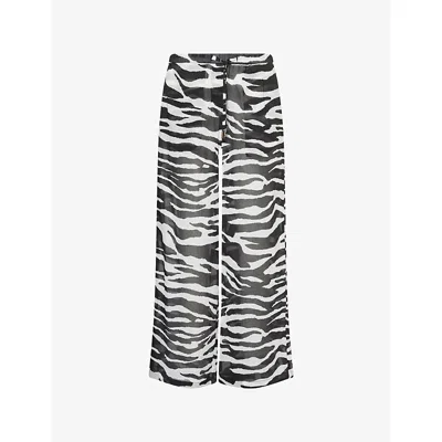Attico White And Black Long Pant In Animal Print