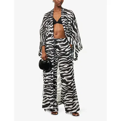 Attico White And Black Long Pant In Animal Print