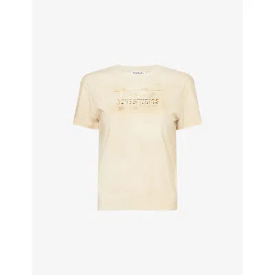 Acne Studios Womens Sand Beige Logo Short-sleeve Cotton-jersey T-shirt Xs In Neutral
