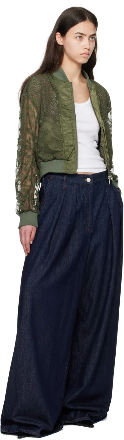 Andersson Bell Layered Logo Lace Short Bomber Jacket