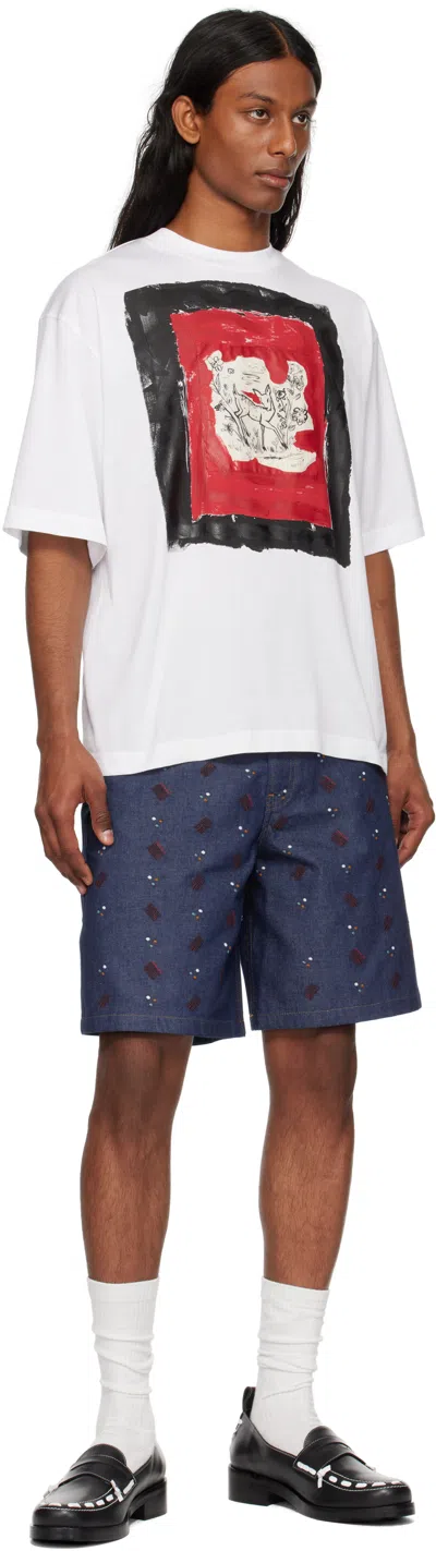 Marni Embellished Denim Shorts In Blue