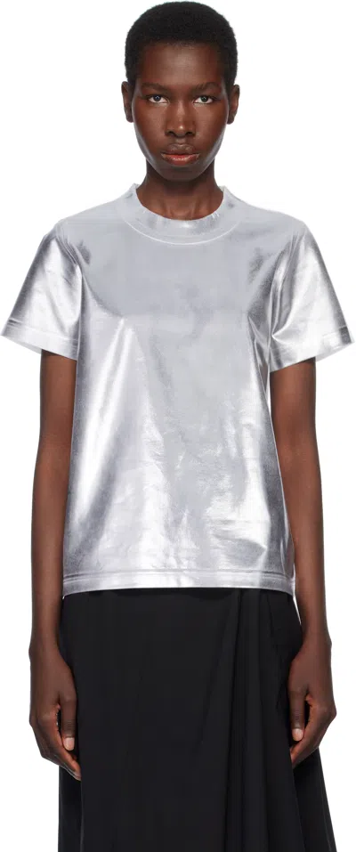 Junya Watanabe Metallic-finish T-shirt In Gray