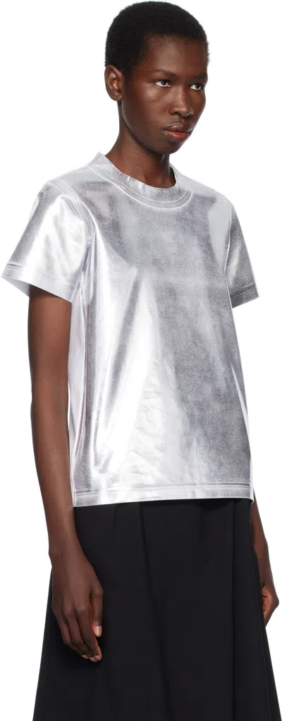 Junya Watanabe Metallic-finish T-shirt In Gray