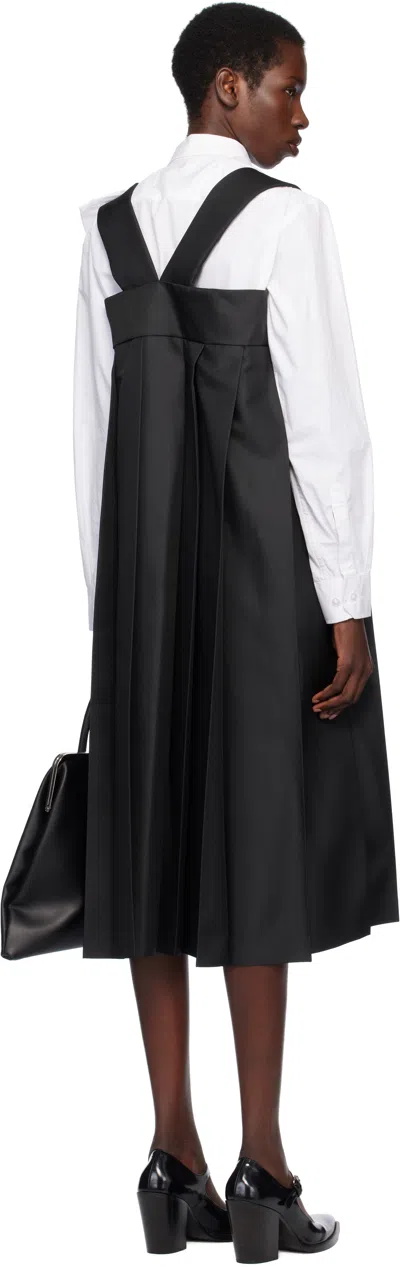 Comme Des Garçons Black Polyester Gabardine Midi Dress In Black
